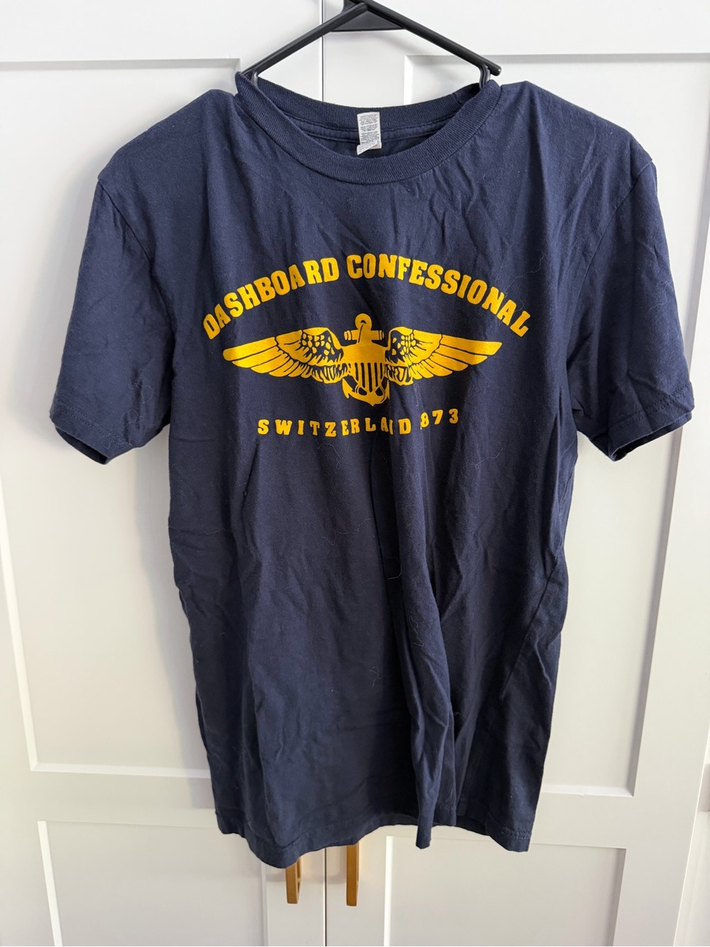 Dashboard Confessional Navy T-Shirt with Yellow Winged Logo